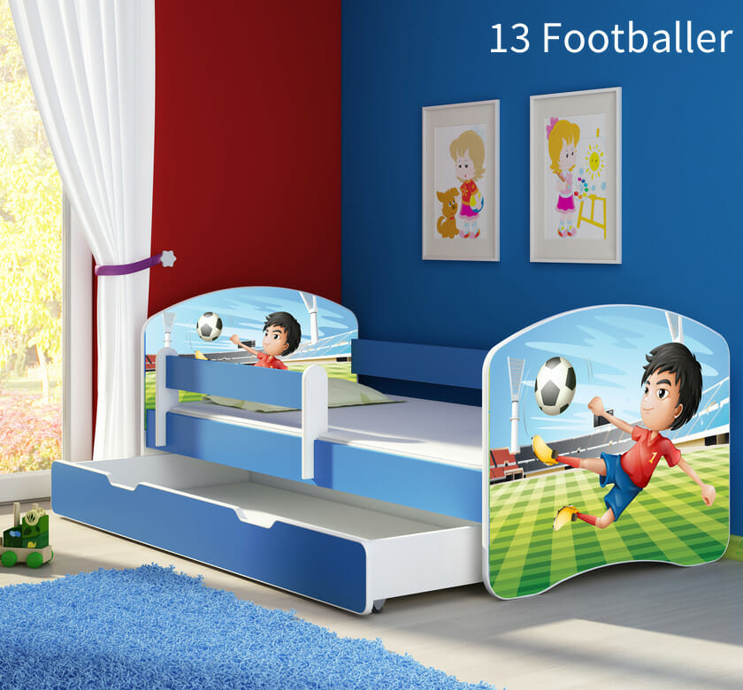 Dječji krevet Acma s motivom 160x80 cm - plava stranica + ladica