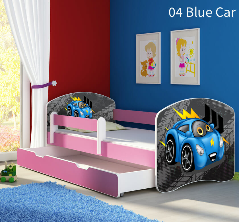 Dječji krevet Acma s motivom 160x80 cm - roza stranica + ladica